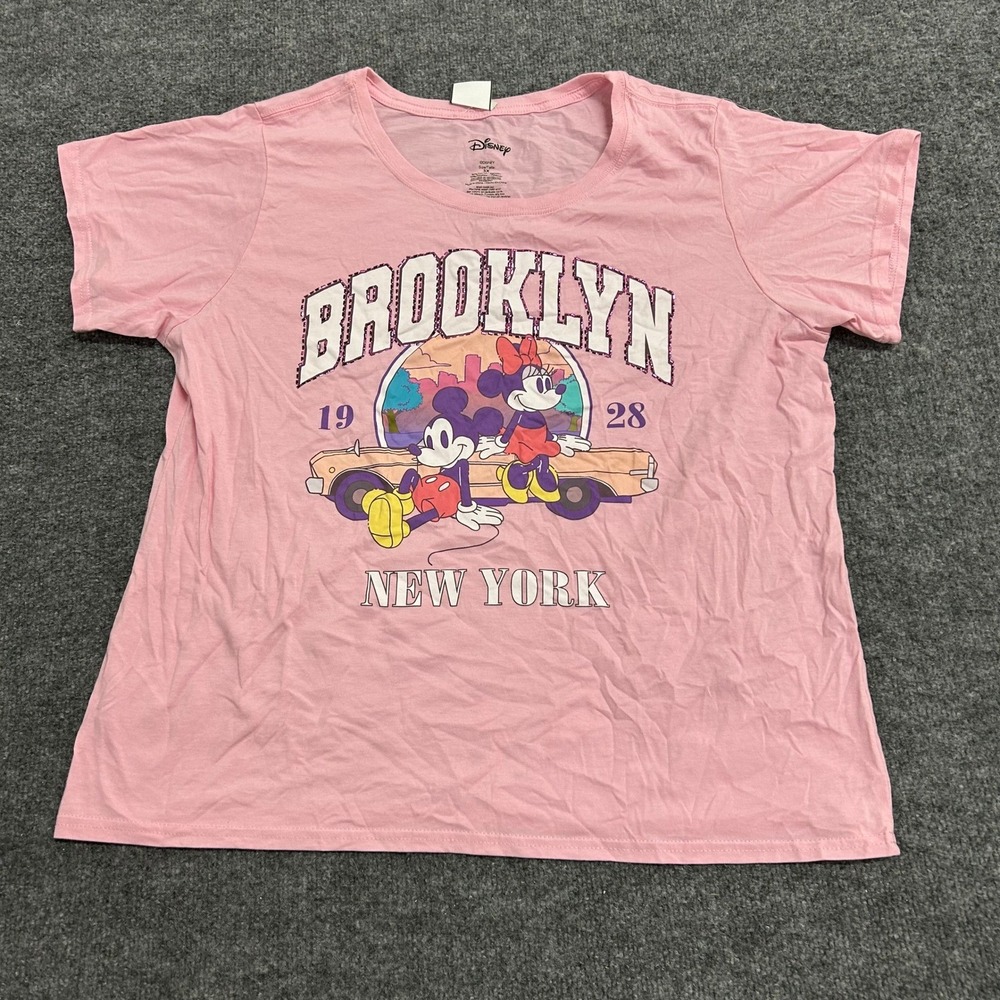 Disney T-Shirt Womens Size 3X Pink Mickey Minnie Mouse Brooklyn Graphic Tee